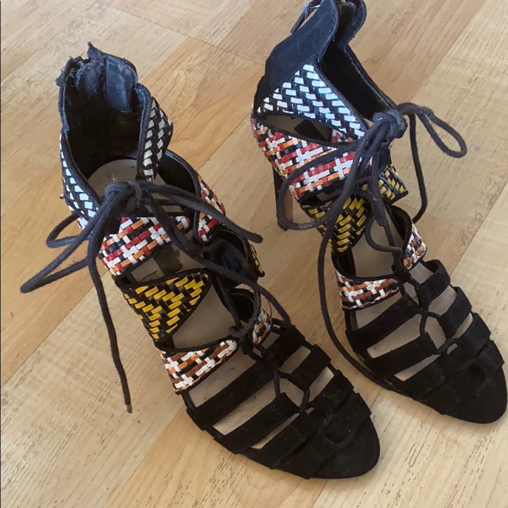 ZARA woven lace up heels size 36/US 6